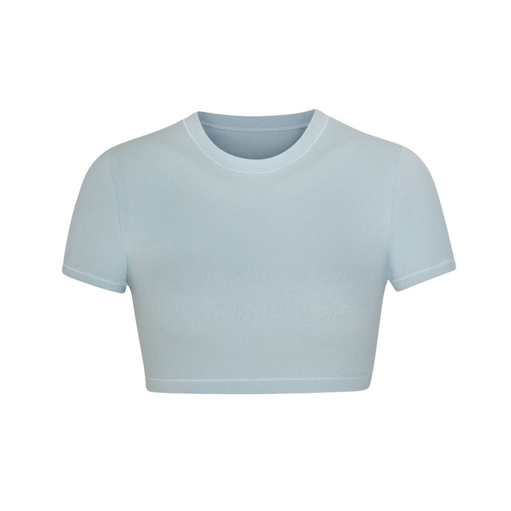 SKIMS Lace Pointelle Cropped Tee SKY